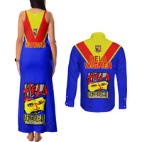Papua New Guinea Rugby Couples Matching Tank Maxi Dress and Long Sleeve Button Shirts Hela Wigmen PNG Polynesian Pattern - Wonder Print Shop