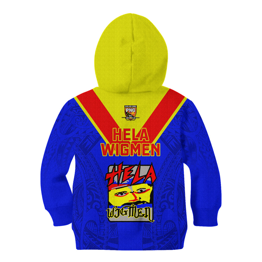 Papua New Guinea Rugby Kid Hoodie Hela Wigmen PNG Polynesian Pattern - Wonder Print Shop
