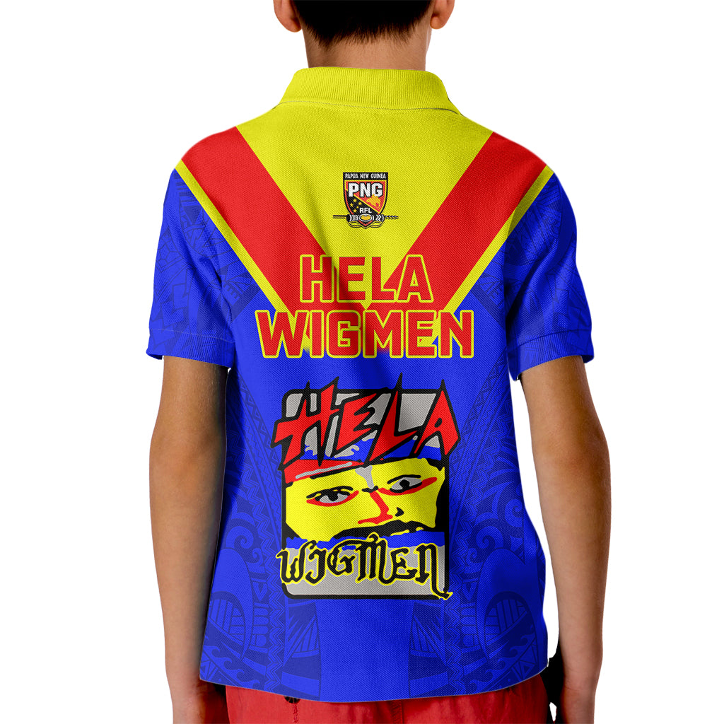 Papua New Guinea Rugby Kid Polo Shirt Hela Wigmen PNG Polynesian Pattern - Wonder Print Shop