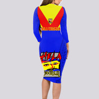 Papua New Guinea Rugby Long Sleeve Bodycon Dress Hela Wigmen PNG Polynesian Pattern - Wonder Print Shop