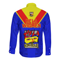 Papua New Guinea Rugby Long Sleeve Button Shirt Hela Wigmen PNG Polynesian Pattern - Wonder Print Shop