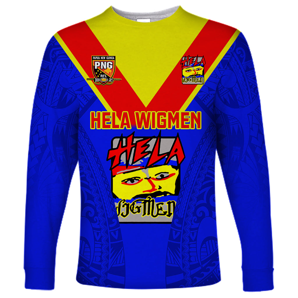 Papua New Guinea Rugby Long Sleeve Shirt Hela Wigmen PNG Polynesian Pattern - Wonder Print Shop