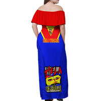 Papua New Guinea Rugby Off Shoulder Maxi Dress Hela Wigmen PNG Polynesian Pattern - Wonder Print Shop