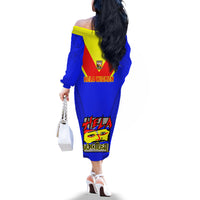 Papua New Guinea Rugby Off The Shoulder Long Sleeve Dress Hela Wigmen PNG Polynesian Pattern - Wonder Print Shop