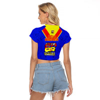 Papua New Guinea Rugby Raglan Cropped T Shirt Hela Wigmen PNG Polynesian Pattern - Wonder Print Shop