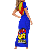 Papua New Guinea Rugby Short Sleeve Bodycon Dress Hela Wigmen PNG Polynesian Pattern - Wonder Print Shop