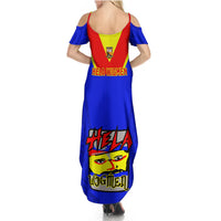 Papua New Guinea Rugby Summer Maxi Dress Hela Wigmen PNG Polynesian Pattern - Wonder Print Shop