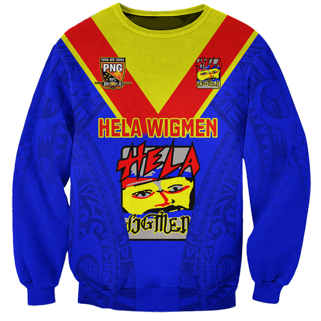Papua New Guinea Rugby Sweatshirt Hela Wigmen PNG Polynesian Pattern - Wonder Print Shop