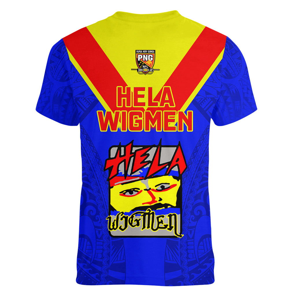 Papua New Guinea Rugby Women V Neck T Shirt Hela Wigmen PNG Polynesian Pattern - Wonder Print Shop