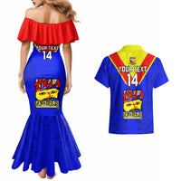 Custom Papua New Guinea Rugby Couples Matching Mermaid Dress And Hawaiian Shirt Hela Wigmen PNG Polynesian Pattern - Wonder Print Shop