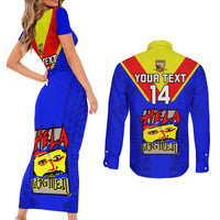 Custom Papua New Guinea Rugby Couples Matching Short Sleeve Bodycon Dress and Long Sleeve Button Shirts Hela Wigmen PNG Polynesian Pattern - Wonder Print Shop
