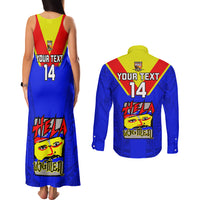 Custom Papua New Guinea Rugby Couples Matching Tank Maxi Dress and Long Sleeve Button Shirts Hela Wigmen PNG Polynesian Pattern - Wonder Print Shop