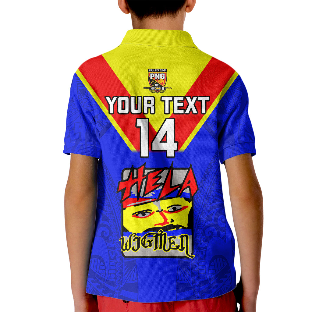Custom Papua New Guinea Rugby Kid Polo Shirt Hela Wigmen PNG Polynesian Pattern - Wonder Print Shop