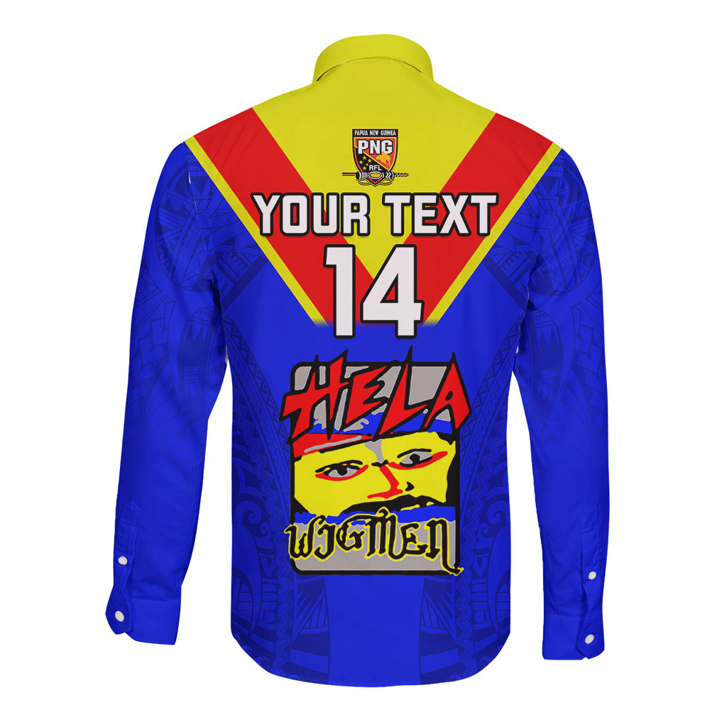 Custom Papua New Guinea Rugby Long Sleeve Button Shirt Hela Wigmen PNG Polynesian Pattern - Wonder Print Shop