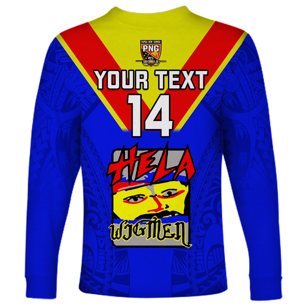 Custom Papua New Guinea Rugby Long Sleeve Shirt Hela Wigmen PNG Polynesian Pattern - Wonder Print Shop