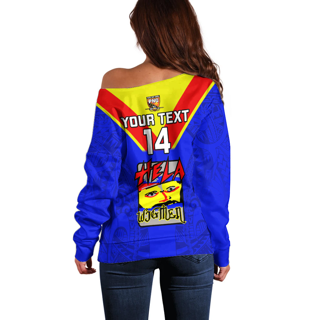 Custom Papua New Guinea Rugby Off Shoulder Sweater Hela Wigmen PNG Polynesian Pattern - Wonder Print Shop