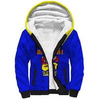 Custom Papua New Guinea Rugby Sherpa Hoodie Hela Wigmen PNG Polynesian Pattern - Wonder Print Shop