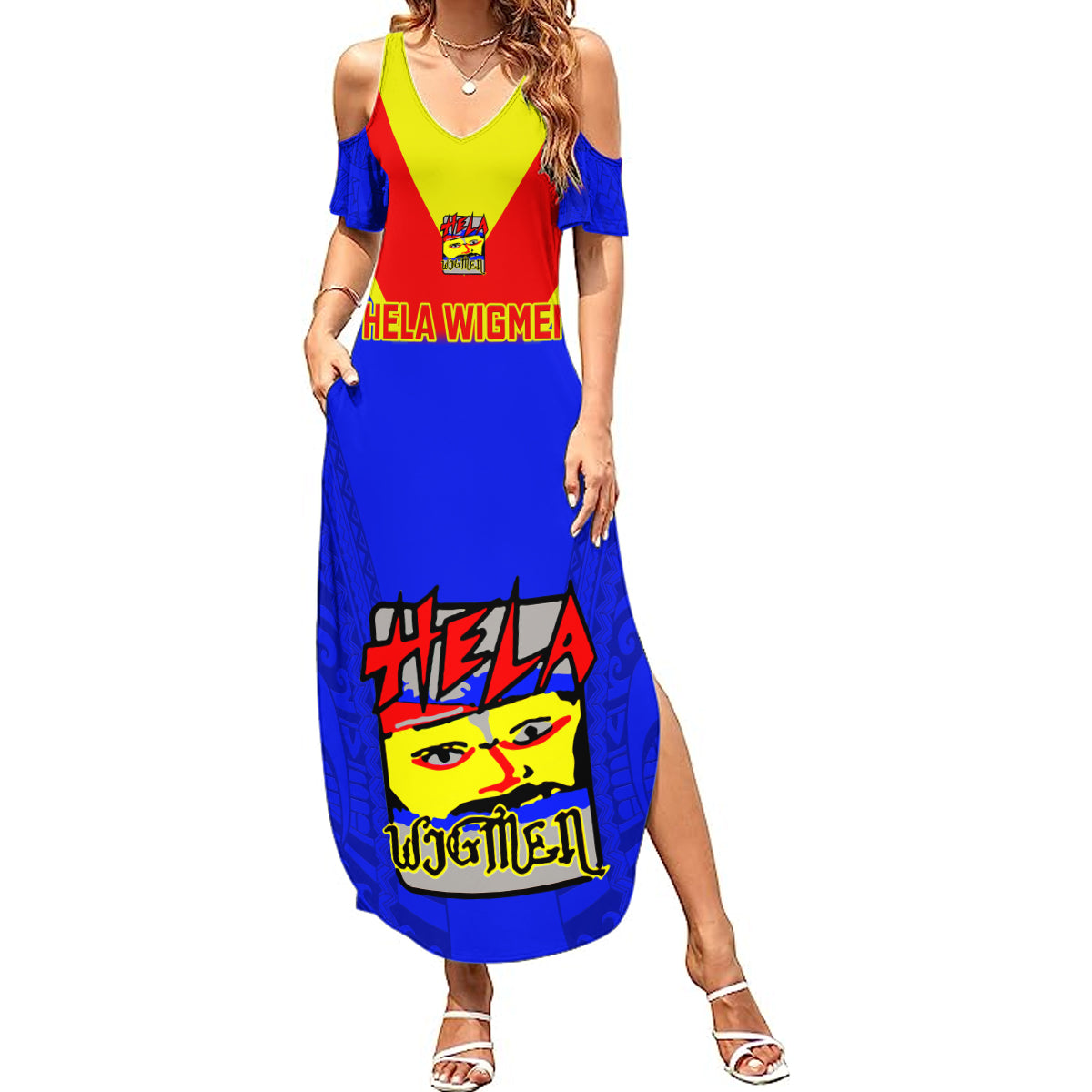 Custom Papua New Guinea Rugby Summer Maxi Dress Hela Wigmen PNG Polynesian Pattern - Wonder Print Shop