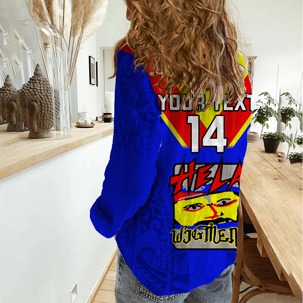 Custom Papua New Guinea Rugby Women Casual Shirt Hela Wigmen PNG Polynesian Pattern - Wonder Print Shop