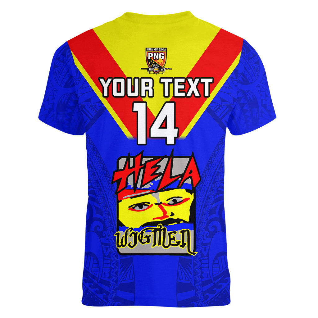 Custom Papua New Guinea Rugby Women V Neck T Shirt Hela Wigmen PNG Polynesian Pattern - Wonder Print Shop