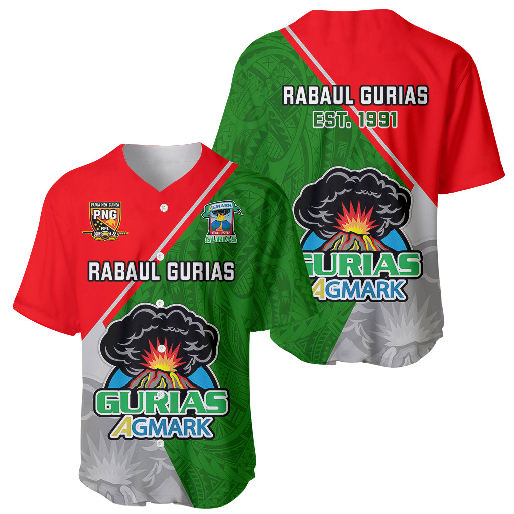 Papua New Guinea Rugby Baseball Jersey Rabaul Gurias PNG Polynesian Pattern - Wonder Print Shop