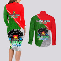 Papua New Guinea Rugby Couples Matching Long Sleeve Bodycon Dress and Long Sleeve Button Shirts Rabaul Gurias PNG Polynesian Pattern - Wonder Print Shop