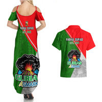 Papua New Guinea Rugby Couples Matching Summer Maxi Dress and Hawaiian Shirt Rabaul Gurias PNG Polynesian Pattern - Wonder Print Shop