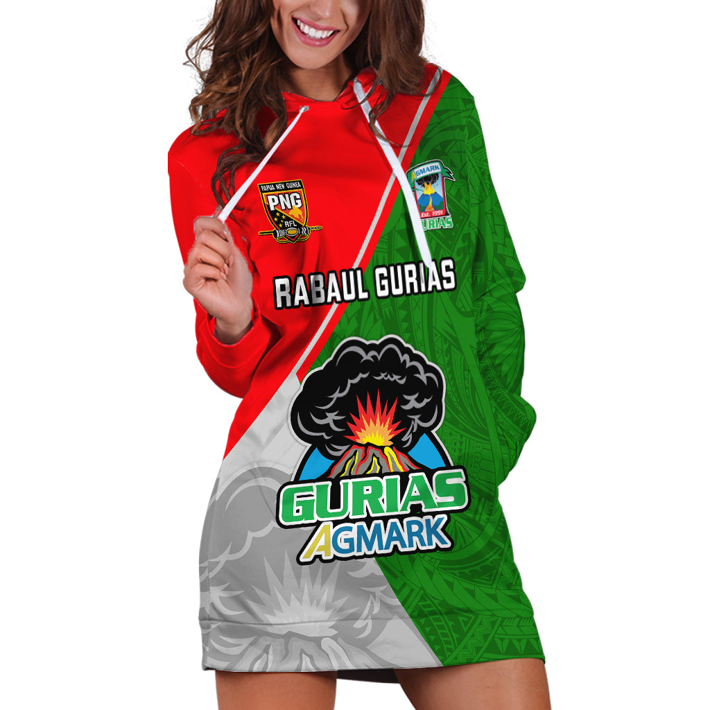 Papua New Guinea Rugby Hoodie Dress Rabaul Gurias PNG Polynesian Pattern - Wonder Print Shop