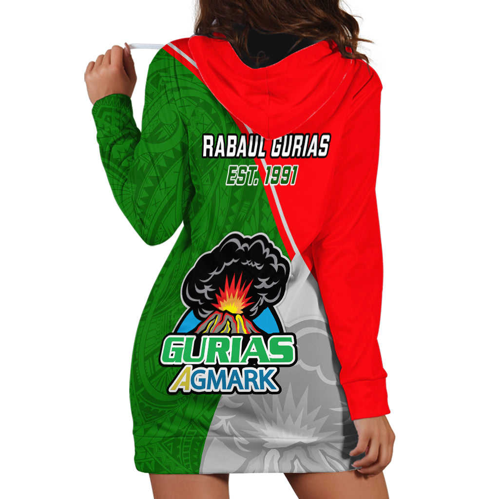 Papua New Guinea Rugby Hoodie Dress Rabaul Gurias PNG Polynesian Pattern - Wonder Print Shop