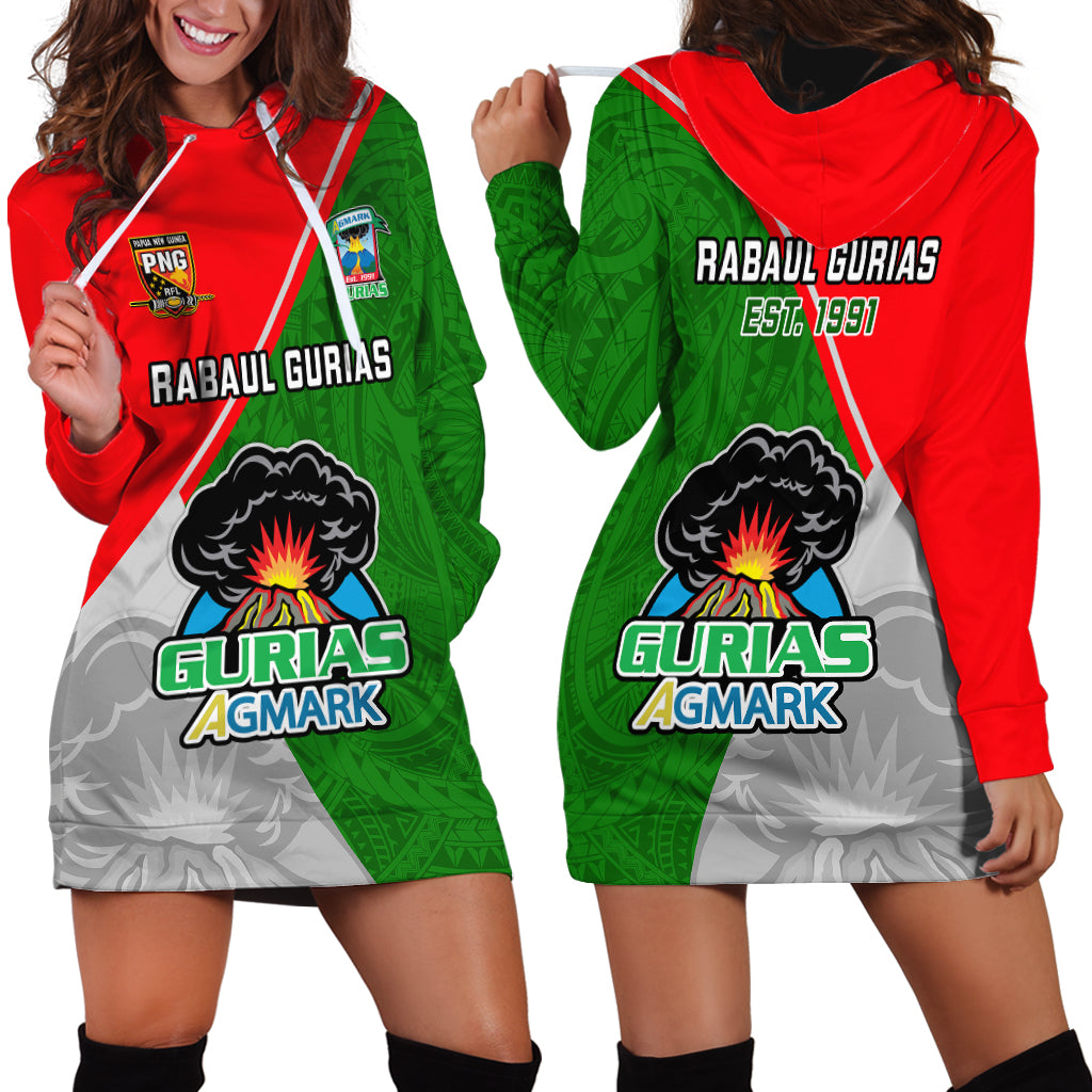 Papua New Guinea Rugby Hoodie Dress Rabaul Gurias PNG Polynesian Pattern - Wonder Print Shop