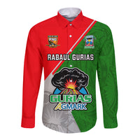 Papua New Guinea Rugby Long Sleeve Button Shirt Rabaul Gurias PNG Polynesian Pattern - Wonder Print Shop