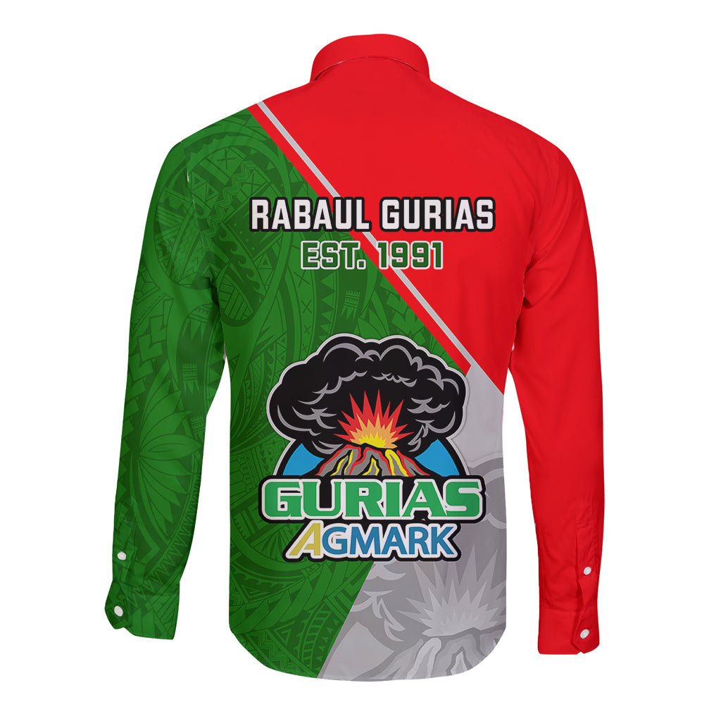 Papua New Guinea Rugby Long Sleeve Button Shirt Rabaul Gurias PNG Polynesian Pattern - Wonder Print Shop