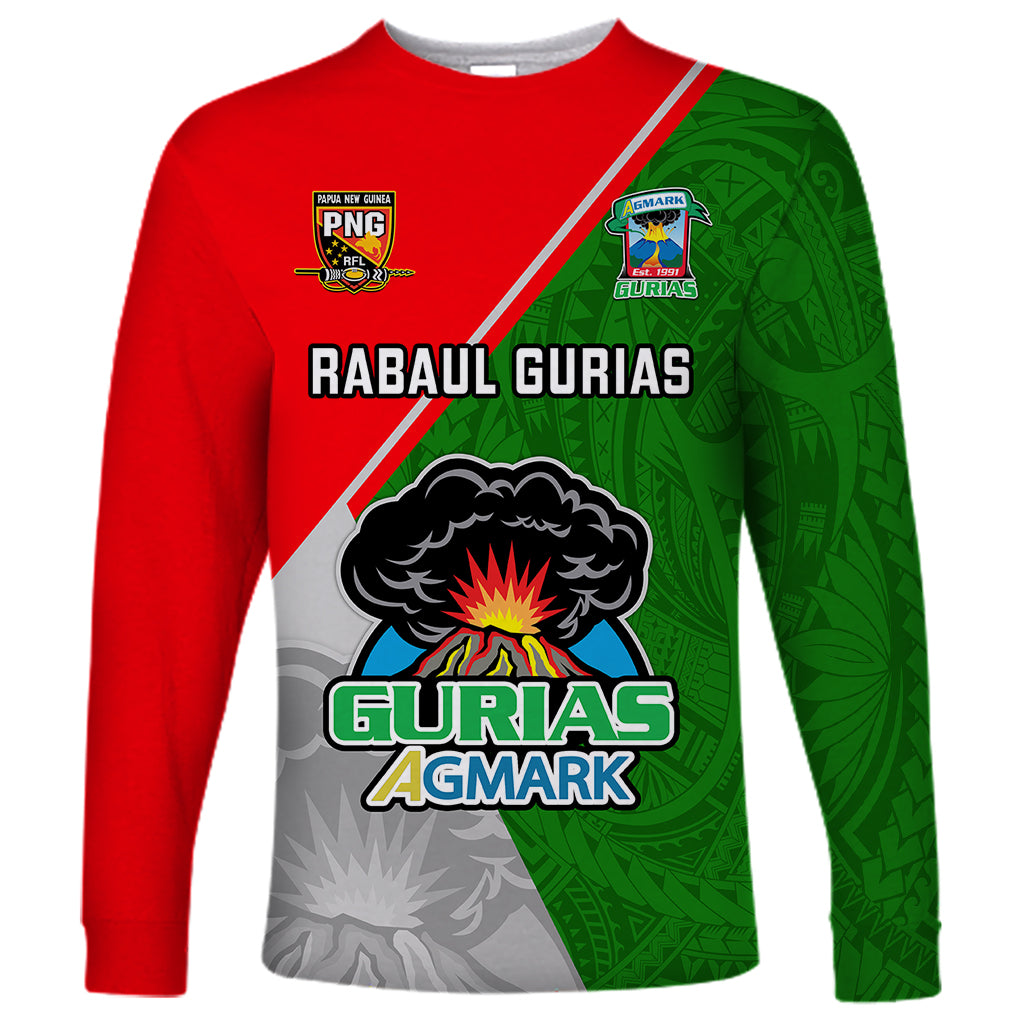 Papua New Guinea Rugby Long Sleeve Shirt Rabaul Gurias PNG Polynesian Pattern - Wonder Print Shop