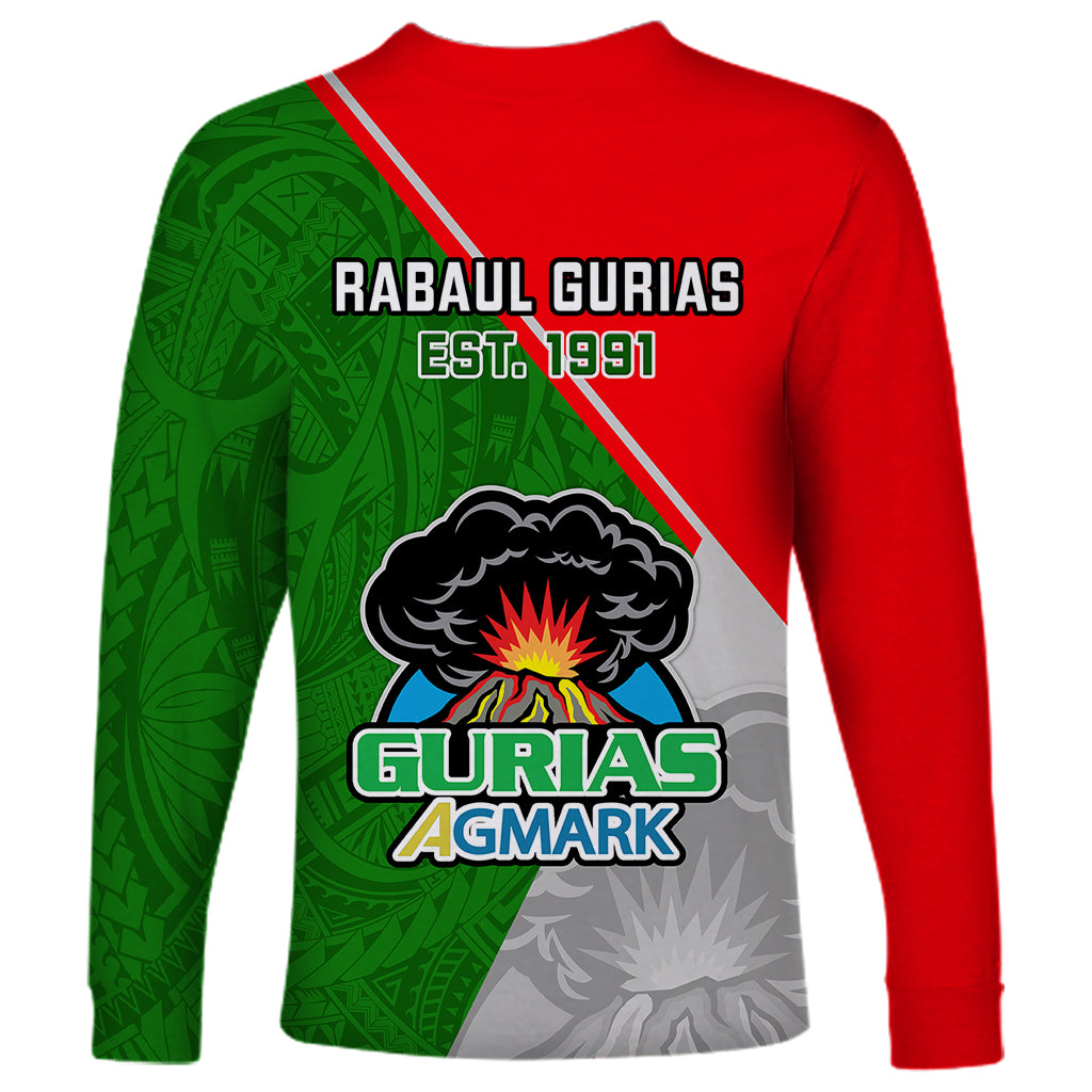 Papua New Guinea Rugby Long Sleeve Shirt Rabaul Gurias PNG Polynesian Pattern - Wonder Print Shop