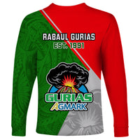 Papua New Guinea Rugby Long Sleeve Shirt Rabaul Gurias PNG Polynesian Pattern - Wonder Print Shop