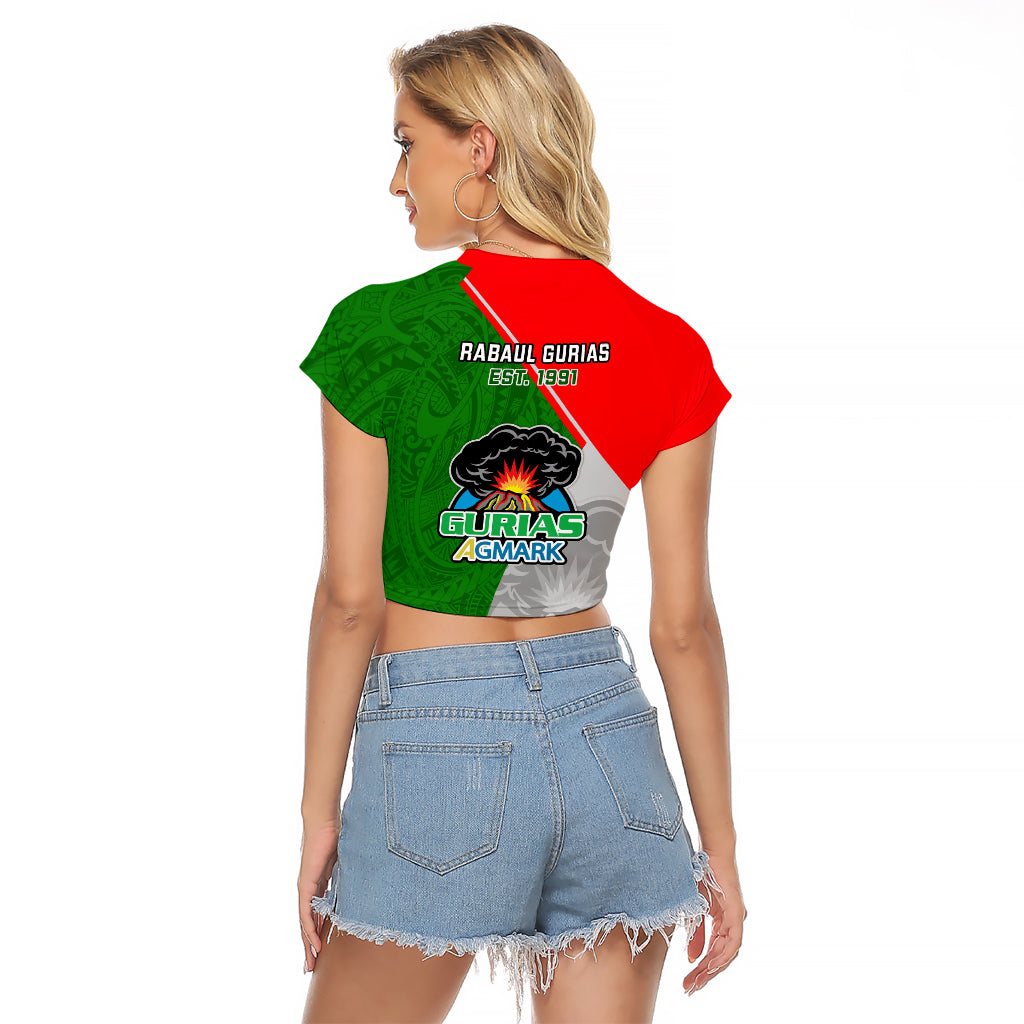 Papua New Guinea Rugby Raglan Cropped T Shirt Rabaul Gurias PNG Polynesian Pattern - Wonder Print Shop