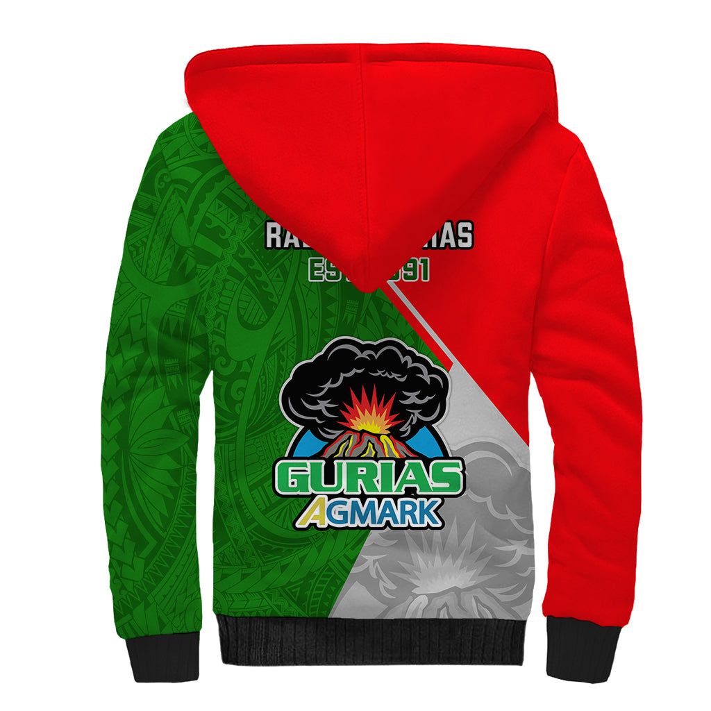 Papua New Guinea Rugby Sherpa Hoodie Rabaul Gurias PNG Polynesian Pattern - Wonder Print Shop
