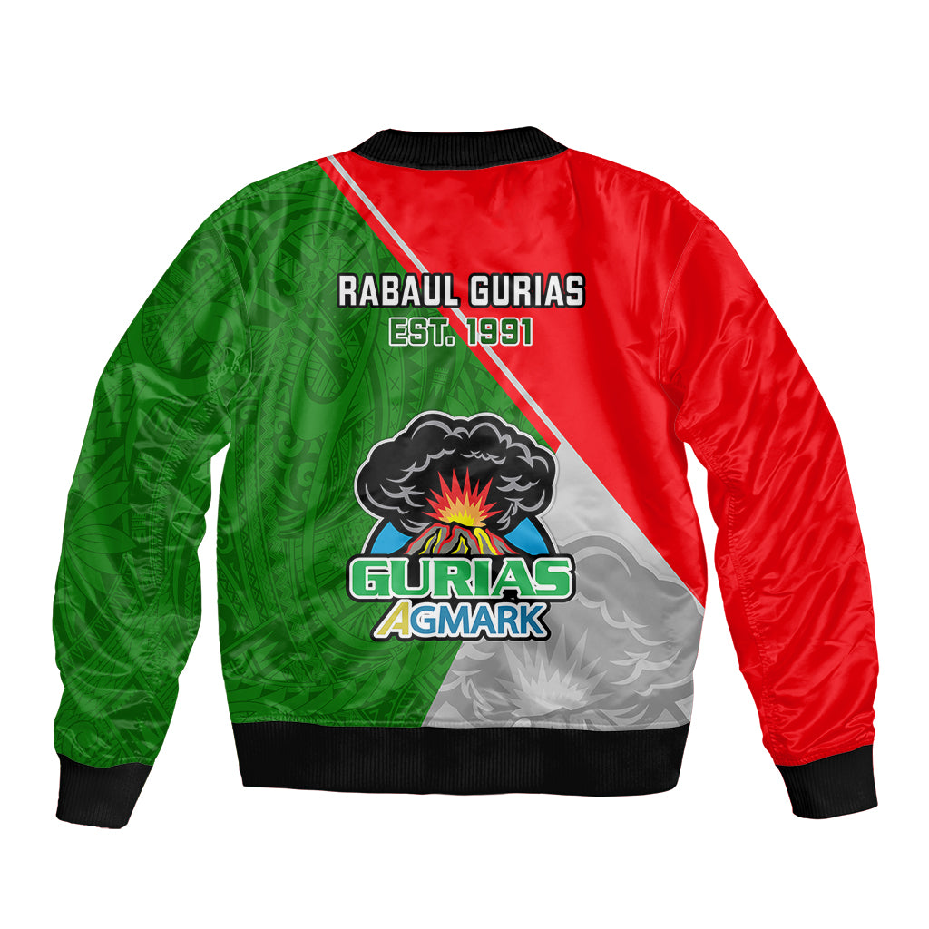 Papua New Guinea Rugby Sleeve Zip Bomber Jacket Rabaul Gurias PNG Polynesian Pattern - Wonder Print Shop