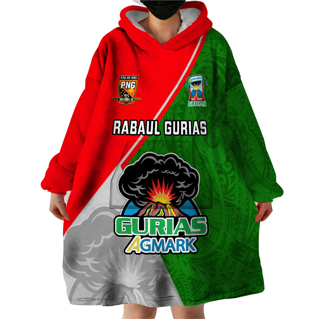 Papua New Guinea Rugby Wearable Blanket Hoodie Rabaul Gurias PNG Polynesian Pattern - Wonder Print Shop