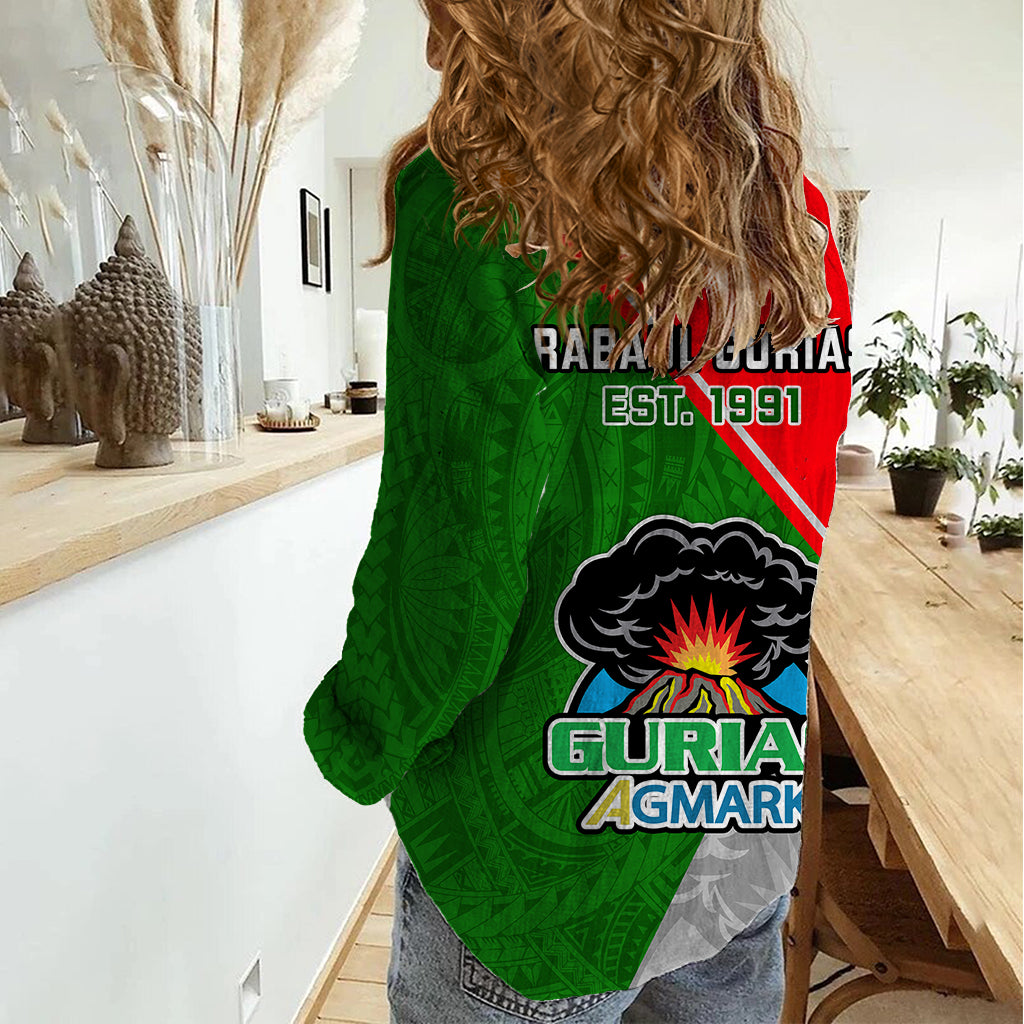 Papua New Guinea Rugby Women Casual Shirt Rabaul Gurias PNG Polynesian Pattern - Wonder Print Shop