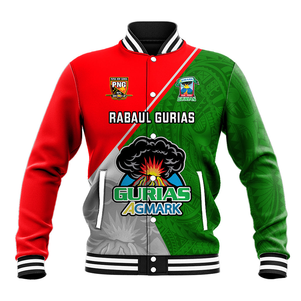 Custom Papua New Guinea Rugby Baseball Jacket Rabaul Gurias PNG Polynesian Pattern - Wonder Print Shop