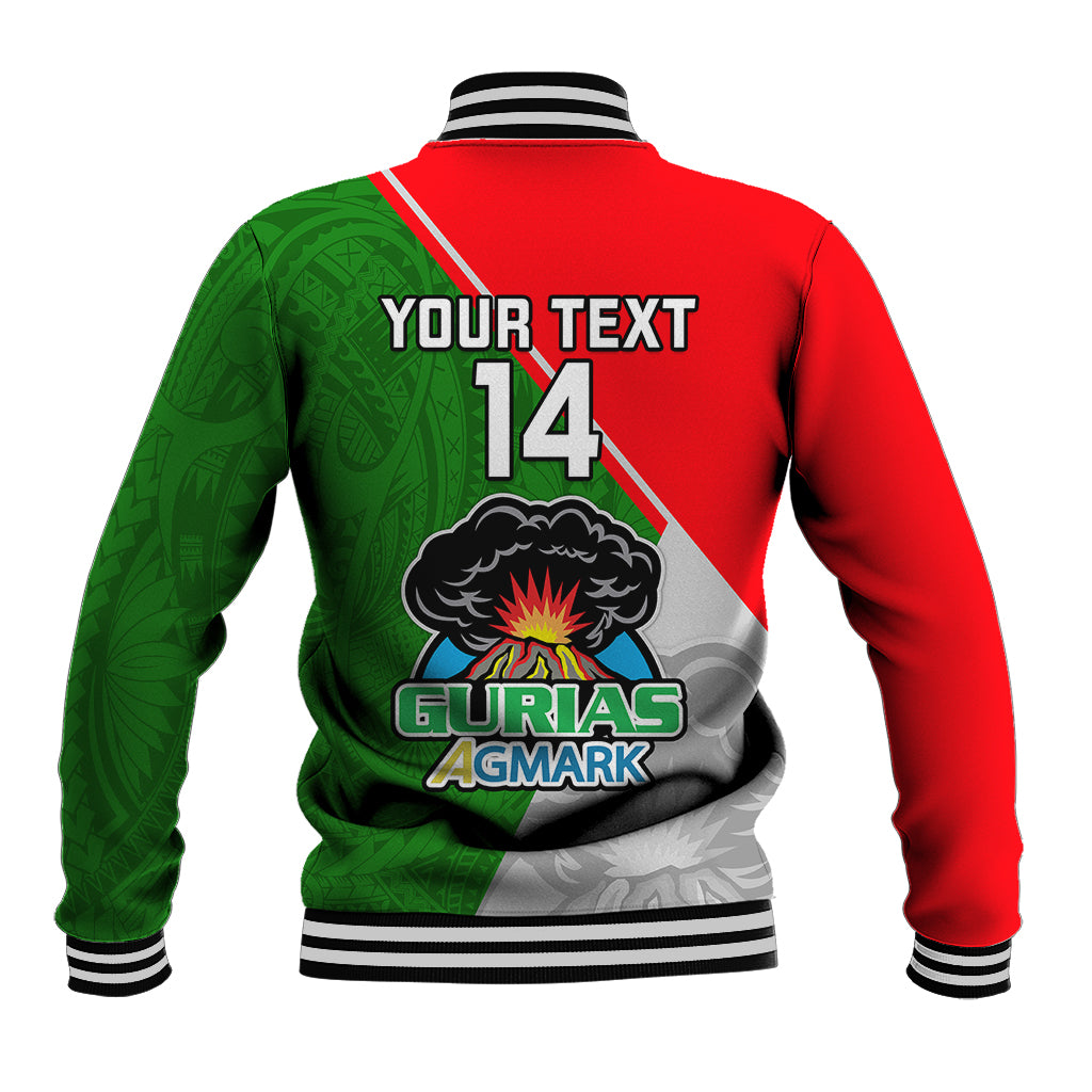 Custom Papua New Guinea Rugby Baseball Jacket Rabaul Gurias PNG Polynesian Pattern - Wonder Print Shop