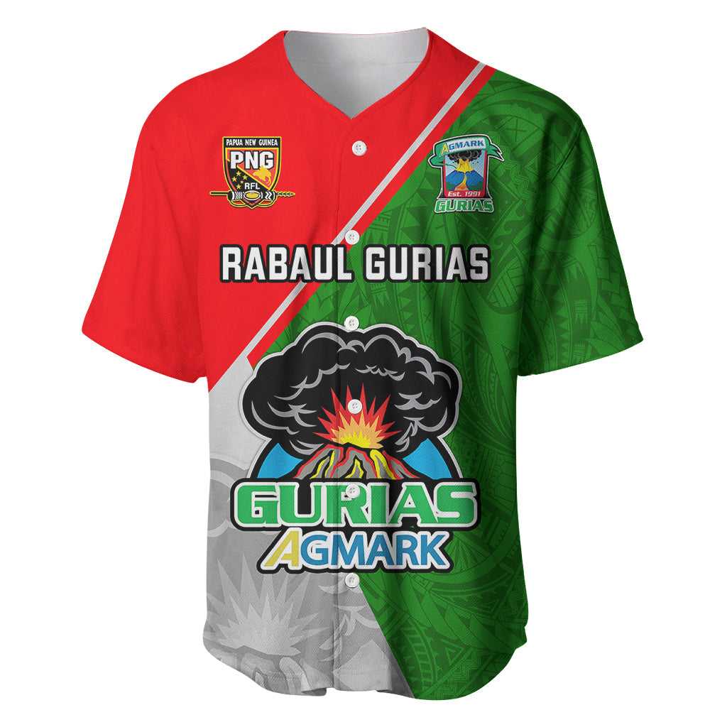 Custom Papua New Guinea Rugby Baseball Jersey Rabaul Gurias PNG Polynesian Pattern - Wonder Print Shop