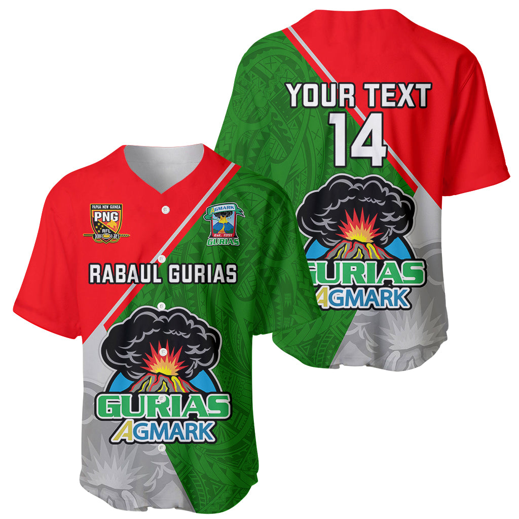 Custom Papua New Guinea Rugby Baseball Jersey Rabaul Gurias PNG Polynesian Pattern - Wonder Print Shop