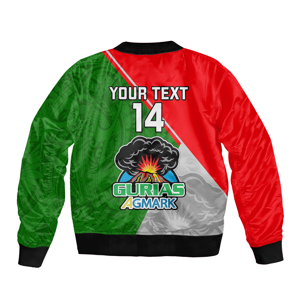Custom Papua New Guinea Rugby Bomber Jacket Rabaul Gurias PNG Polynesian Pattern - Wonder Print Shop