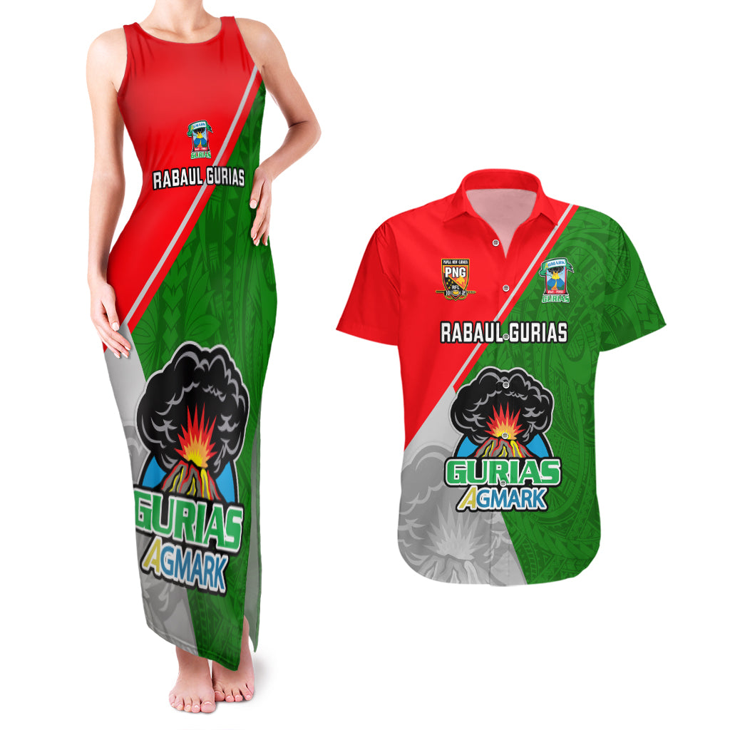 Custom Papua New Guinea Rugby Couples Matching Tank Maxi Dress And Hawaiian Shirt Rabaul Gurias PNG Polynesian Pattern - Wonder Print Shop