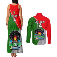 Custom Papua New Guinea Rugby Couples Matching Tank Maxi Dress and Long Sleeve Button Shirts Rabaul Gurias PNG Polynesian Pattern - Wonder Print Shop