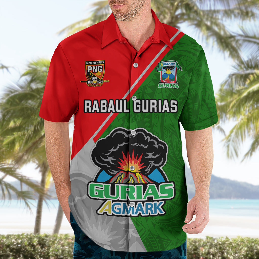 Custom Papua New Guinea Rugby Hawaiian Shirt Rabaul Gurias PNG Polynesian Pattern - Wonder Print Shop