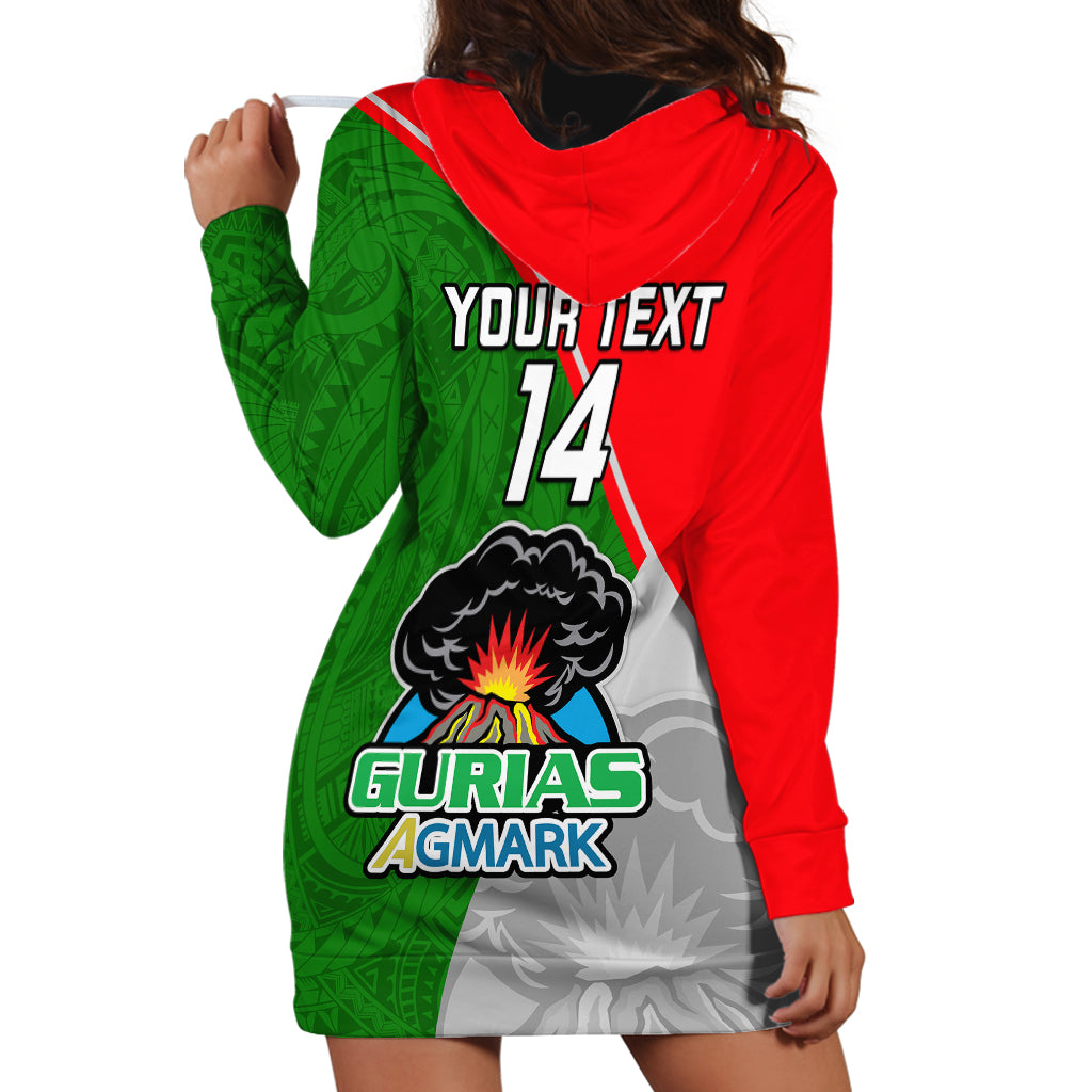 Custom Papua New Guinea Rugby Hoodie Dress Rabaul Gurias PNG Polynesian Pattern - Wonder Print Shop