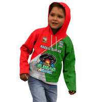 Custom Papua New Guinea Rugby Kid Hoodie Rabaul Gurias PNG Polynesian Pattern - Wonder Print Shop